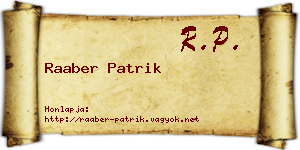 Raaber Patrik névjegykártya